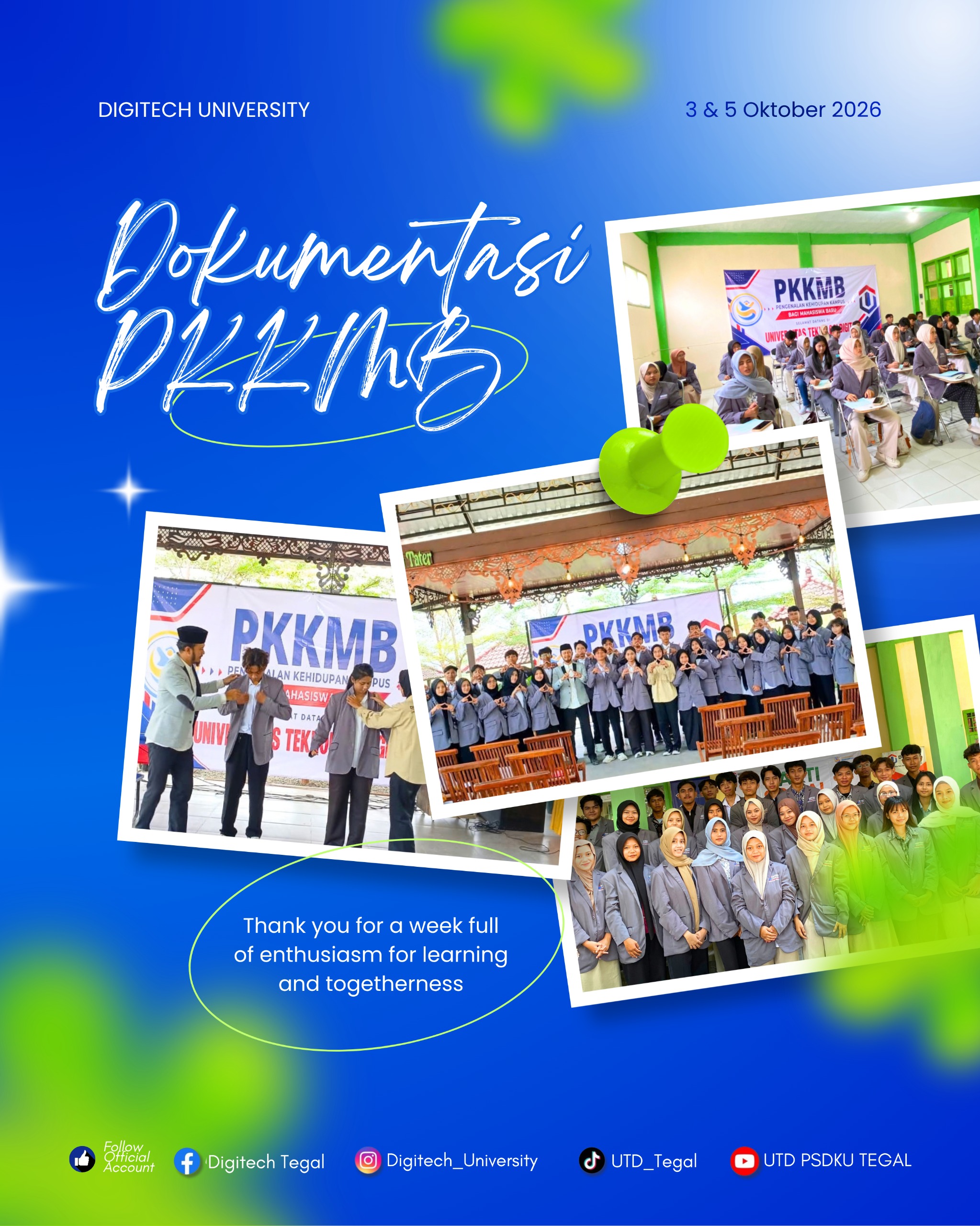 Keseruan PKKMB Hari Pertama DIGITECH University 2026 Dari Seminar Hingga Pengukuhan Simbolis Di Wisata Rodjo Tater