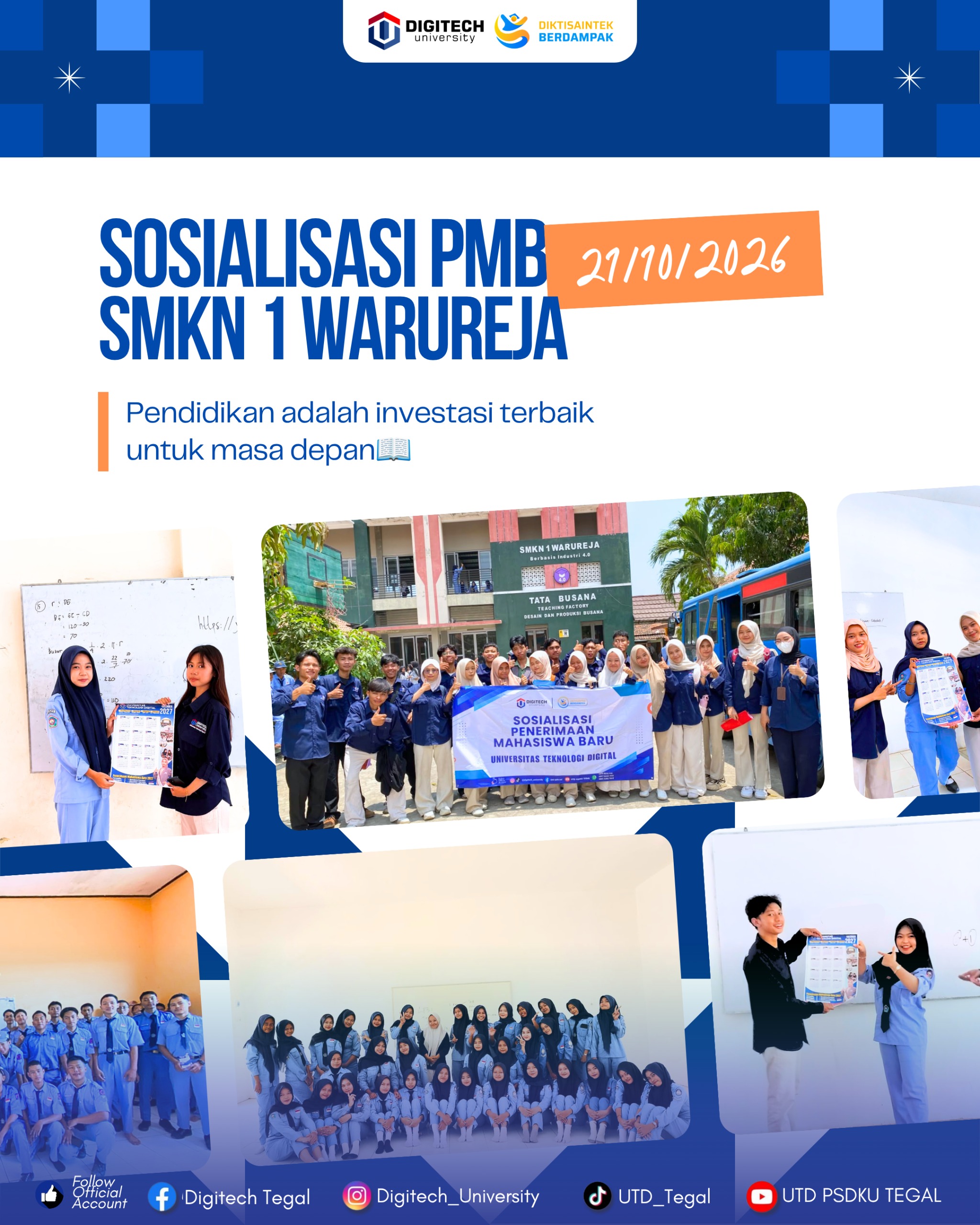 Tim PMB DIGITECH University dan Mahasiswa Sukses Gelar Sosialisasi Di SMK N 1 Warureja Tim PMB DIGITECH University dan Mahasiswa Sukses Gelar Sosialisasi Di SMK N 1 Warureja